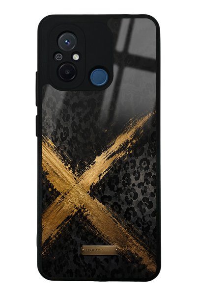 Spoyi حافظة هاتف Xiaomi Redmi 12C Golden Leopard X بتصميم لامع