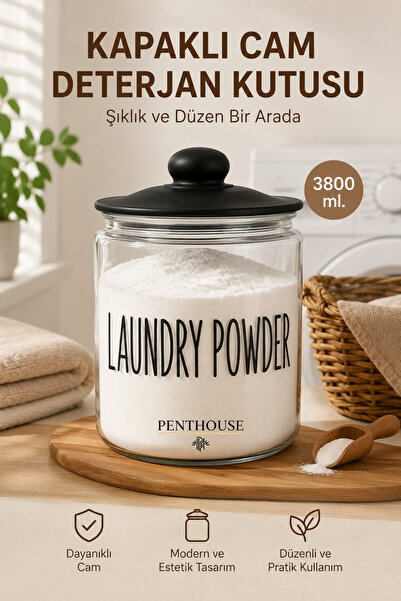 Penthouse Cutie de detergent din sticlă de 3800 ml cu capac Capac cu vid Borc...
