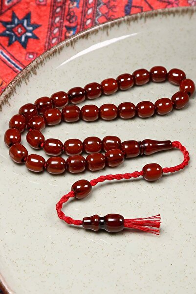 TESBİHKENTİ Countersunk Wide Cut Antique Model Crimped Amber Prayer Beads
