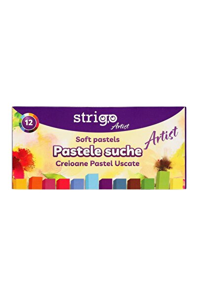 Strigo Creioane pastel uscate 12 culori, sectiune patrata