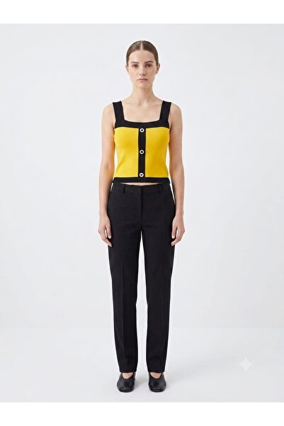 onno style women Sleeveless Strappy Women's Knitted Blouse with Button Detail