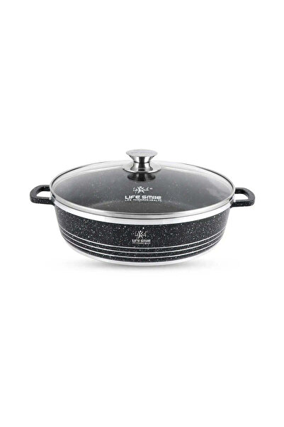 Lifesmile Life Smile 32 cm Oven-Safe Granite Coating Cooking Pot with Glass L...