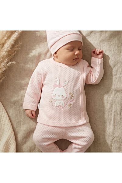 Babycan طقم أطفال من 3 قطع من القطن من ميلو باني - بدلة محبوكة بفتحات على شكل...