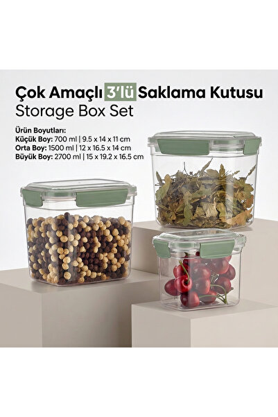 MAXİFRESH Food Container Set Leak-Proof 3-Piece Rectangular Storage Container...