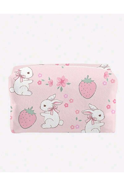 MyBalliStore Kawaii Tavşan Ve Çilek Desenli Makyaj Organizer Çantası