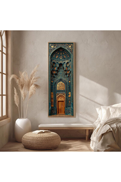 dekorodam Ahşap Çerçeveli Panoramik Oturma Odası Salon Tablosu
