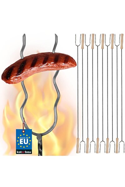 KOTARBAU Furcă de foc de tabără, furcă de grătar cu două dinți, furcă ondulat...