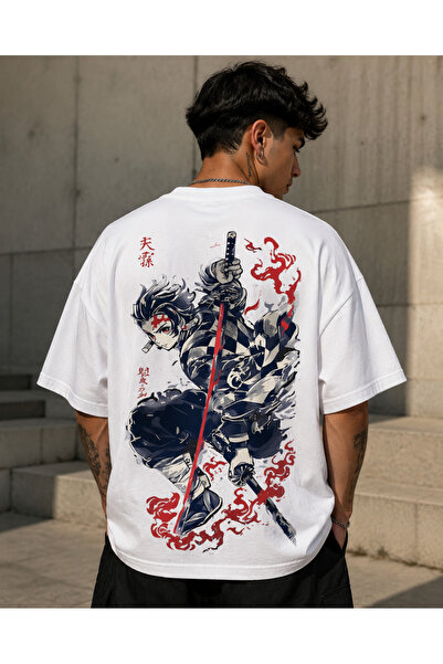 Nulivez Demon Slayer Tanjiro Kamado Oversize Unisex T-Shirt - Anime Graphic P...