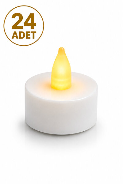 BERAYE Led Mum Beyaz Ledli Mum,24 Adet, Tealight Mum Pilli, Özel Gün, Led Işı...