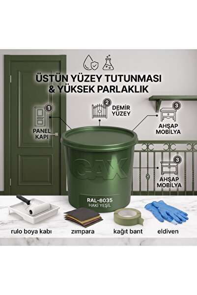 caxcolors CAX Colors Parlak Boya 1 L - Panel Kapı, Demir ve Ahşap Boyası (Yük...