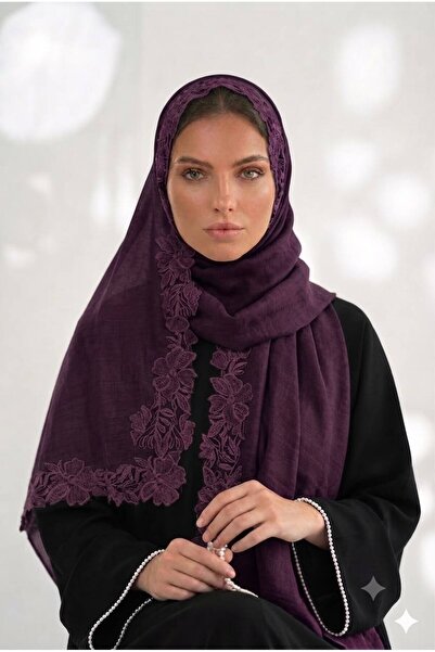 Veil Designer Pualnatez Rose Embroidery Pattern on Three Sides of the Pattern...