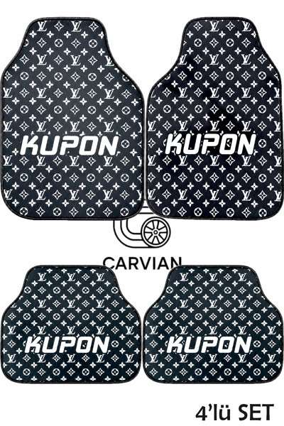 Carvian Kupon VL Desenli 4'lü Universal Oto Halı Paspas Seti Kaymaz Araç Paspası