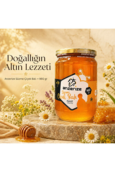 ANZERİZE Süzme Çiçek Balı 960 g Cam Kavanoz