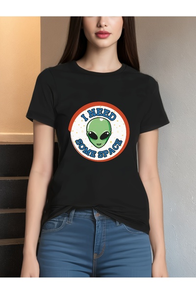 01THEONE Women's Funny Alien Graphic T-Shirt "IN NEED OF SOME ONE?" Tee with ...