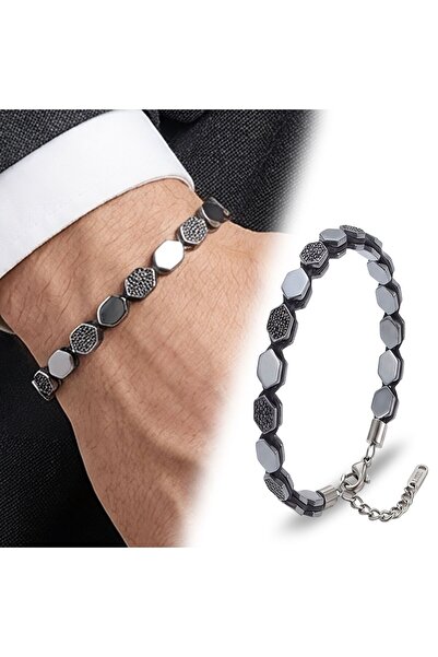 OGHAMAY Zircon Stone Adjustable Hematite Steel Bracelet 18392B16D1