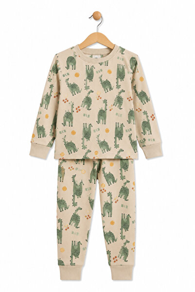 monox Set de pijamale sezoniere din bumbac cu dinozauri pentru băieți