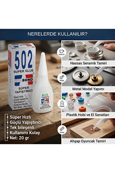 502 evo bond 502 Süper Japon Yapıştırıcı Hızlı ve Kuvvetli Yapıştırma Tüm Yüz...