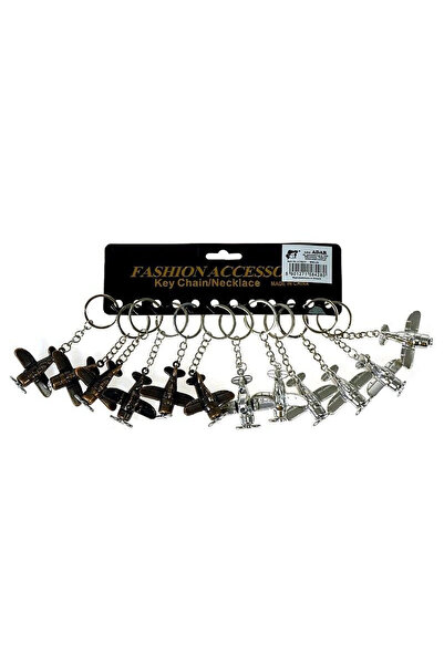 adar , Breloc din metal model avion, set 12 bucati, Multicolor