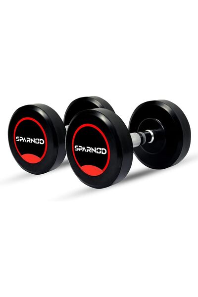 Sparnod Fitness أثقال مطاطية مستديرة SDR-15PAIR مع مقبض معدني لتدريب القوة