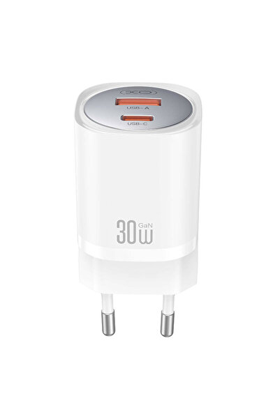 Xo Încărcător de telefon de 30W, 1x USB-C, 1x USB-A, cu încărcare rapidă GaN