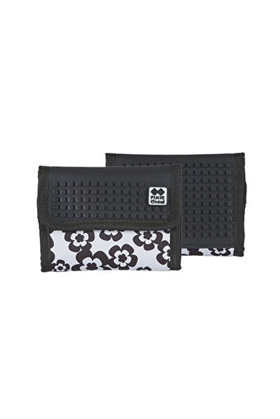 Pixie Crew Portofel Negru si Alb cu Flori