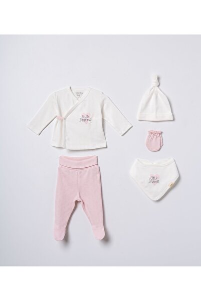 Magu Baby Girl Cotton Ecru Pink 5-Piece Hospital Discharge Set
