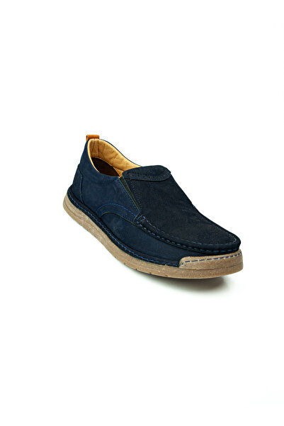 BABALİ 62400 Cool Men Navy Blue Nubuck Leather Moccasin Casual Men's Shoes