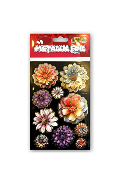 Penmate Autocolante metalice 3D Double Flowers, cu folie aurie, autoadezive, ...