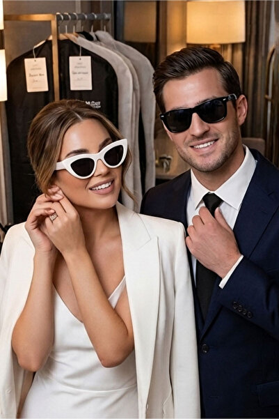 bb bridal boutique 2 Pcs Couple after Party Glasses, White Cat Eye Bride Glas...