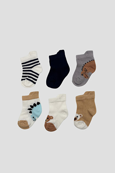 Defne Baby Newborn Baby Boy Mixed Patterned Premium Cotton Booties Socks Set
