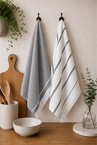Daylife 2-Piece Kitchen Towel Set 40X60 cm 100% Cotton Kitchen Hand Towel Hig...