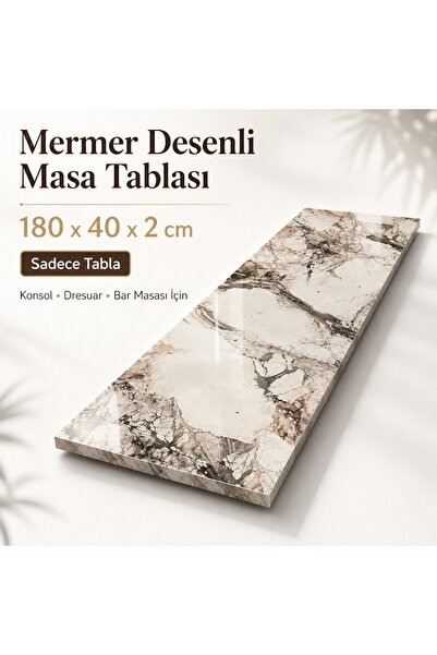 TURKISHRUG KINGDOM Çok Amaçlı Parlak Mermer Desenli Masa ve Dresuar Tablası 1...