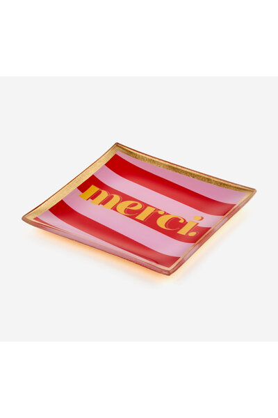 GIFT COMPANY Pembe Cam Merci Dekoratif Obje 10X0,8X10 Cm