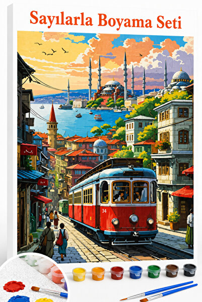 Aren Design Sayılarla Boyama Çerçeveli Hobi Seti Numaralı Tuval Fırça Boya Da...