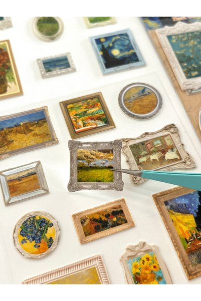 Kağıt Gemi Dükkan Vintage Van Gogh's Dream Tabloları Temalı 2 Yaprak 27 Adet Stereoskopik Sticker Seti/Etiket/Çıkartma