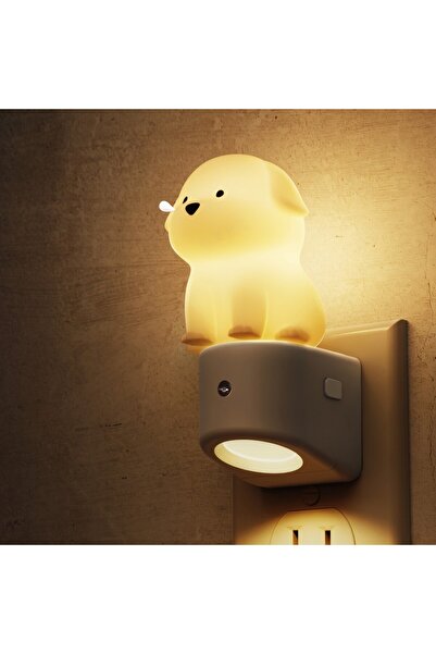 wiks Priz Tipi Akıllı LED Gece Lambası, Otomatik Sensörlü RGB Köpek Figürlü Oda Aydınlatması