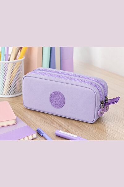 NEMO BAGS حامل أقلام أرجواني للجنسين، علبة أقلام ذات حجرتين، 20x10x5 سم