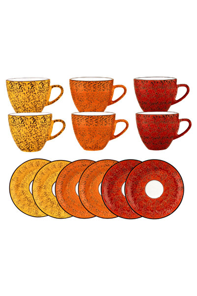 WILMAX ENGLAND Set 6 cești cafea porțelan Colorboom, Galben/Portocaliu/Roșu, ...