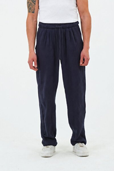 RELAXL 100% Cotton Summer Muslin Baggy Navy Blue Trousers up to 12XL