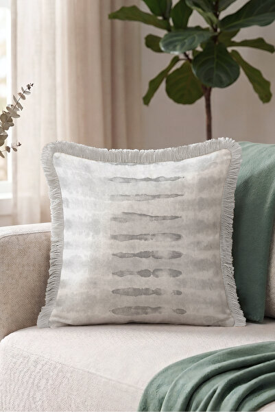Evimde Bambaşka Abstract Striped Luxury Texture Fringed Pillowcase - Elegant ...