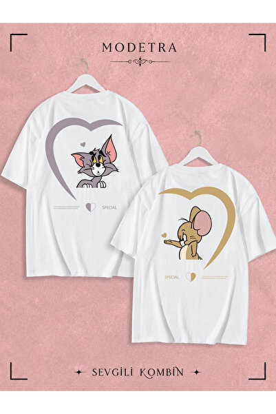 Modetra Women Men Unisex Tom and Jerry Heart Printed Back Printed Lover Coupl...