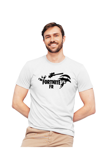 Generic عالم الموضة تيشرت قطن بطباعة عالية الجودة بتصميم لعبة فورت نايت