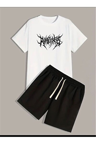 Boi Printed T-Shirt Shorts Loose Fit Comfortable Fit Black Bottom Black Top S...