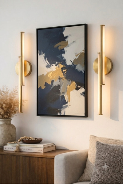 ST LİGHTİNG Antique Gold 50cm Electric Living Room Hallway Table Wall Picture...