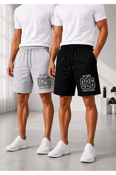 De Carte DC Athletic Series 026 2-pack Ανδρικά μαύρα σορτς με στάμπα, οικονομ...