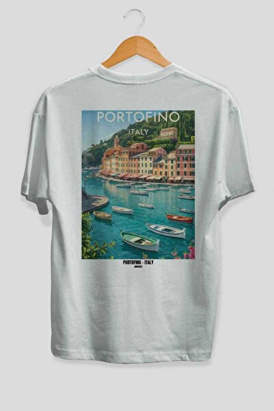 Ankhises Πορτοφίνο Ιταλία Λευκό Oversize Country City Μπλουζάκι Unisex με στά...