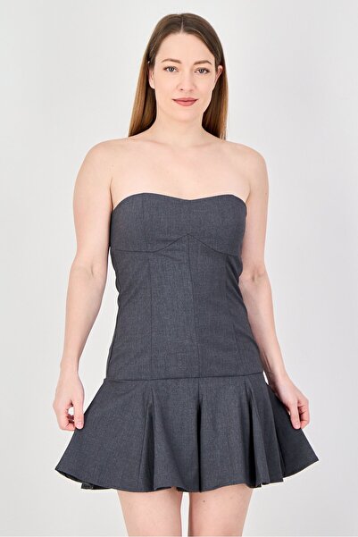 Monki Women Strapless Mini Dress, Grey