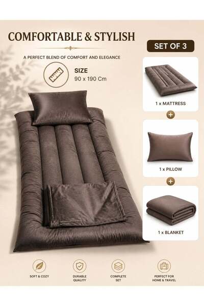 F.A.M.S Premium Single Floor Mattress Set 90 × 190 cm – Foldable Sleeping Mat...