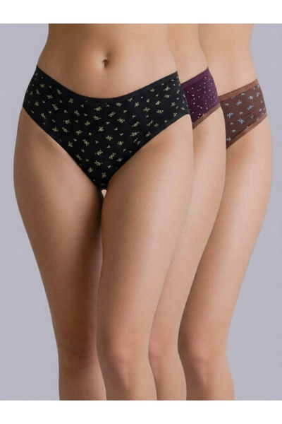 Eden By Styli Pack of 3 - Cotton Ditsy Print Hipster Briefs