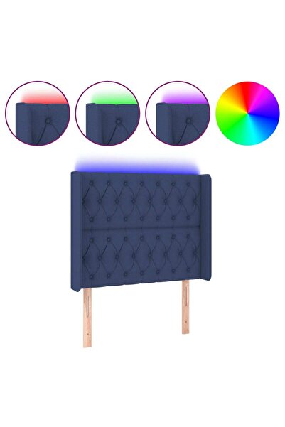 vidaxl Tăblie de pat cu LED, albastru, 103x16x118/128 cm, textil